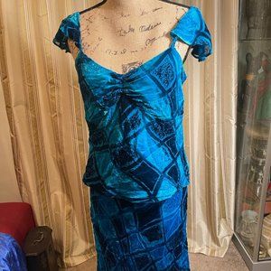 Blue Rhapsody Velvet Devore Two Piece Dress